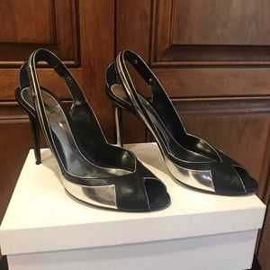 Versace silver and black heels